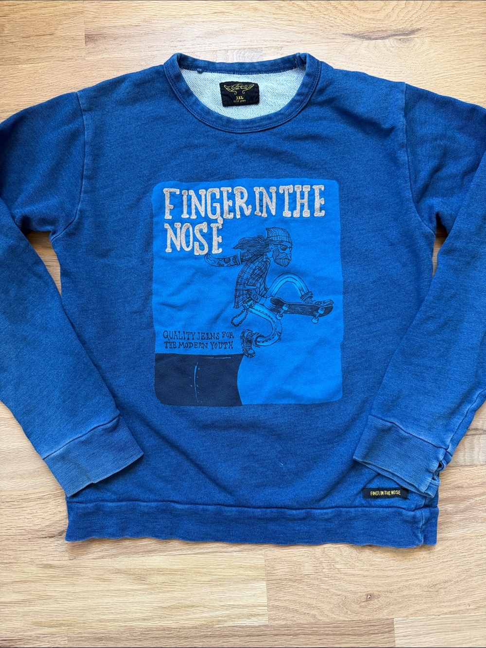 Finger In The Nose Paris Blue Graphic Crewneck Sweatshirt boys sz 3XL (12/13yrs)